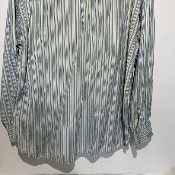 Tommy Hilfiger Men's Striped Button-Down Dress Shirt Blue/Green Size XL - Picture 6 of 7